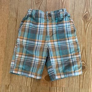 Gymboree Orange Teal Plaid Boys Size 5 Cargo Shorts